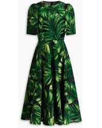 Dolce & Gabbana - Printed Flocked Tulle Midi Dress - Lyst