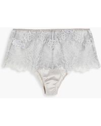 I.D Sarrieri - Embroidered Tulle-paneled Satin High-rise Briefs - Lyst