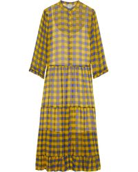 Baum und Pferdgarten Alexondra Gingham Georgette Midi Dress Saffron - Yellow