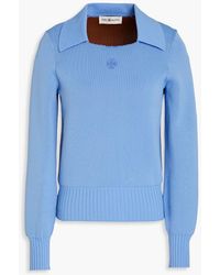 Tory Burch - Logo-embroidered Stretch-knit Top - Lyst
