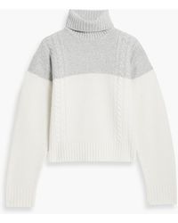 ATM - Two-tone Cable-knit Wool Turtleneck Sweater - Lyst