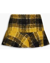 RED Valentino - Skirt-effect Checked Brushed Wool-blend Felt Shorts - Lyst