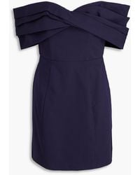 Nicholas - Off-the-shoulder Twist-front Cotton-poplin Mini Dress - Lyst