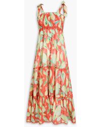 Charo Ruiz - Virgo gestuftes midikleid aus voile aus einer baumwollmischung mit print - Lyst