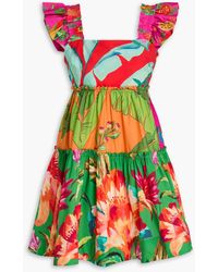 FARM Rio Macaw Bloom Cotton Mini Dress in Red | Lyst UK