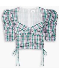 Isabel Marant - Galaor gerafftes oberteil aus baumwoll-voile mit karomuster - Lyst