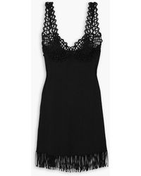 Proenza Schouler - Fringed Crochet-trimmed Ribbed-knit Mini Dress - Lyst