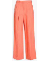 Theory - Pleated Linen Wide-Leg Pants - Lyst