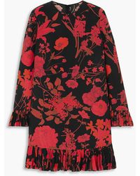 Valentino Garavani - Ruffled Floral-print Silk Crepe De Chine Mini Dress - Lyst