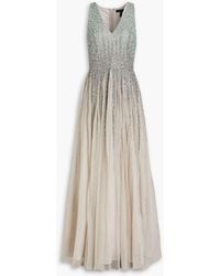 Aidan Mattox - Pleated Embellished Tulle Gown - Lyst