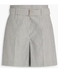 Brunello Cucinelli - Striped Cotton And Linen-Blend Twill Shorts - Lyst