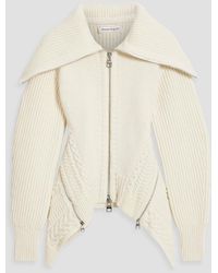 McQueen - Ribbed And Cable-Knit Wool Cardigan - Lyst