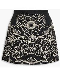 RED Valentino - Skirt-effect Embroidered Cotton-blend Twill Shorts - Lyst