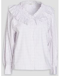 Sandro - Devie Ruffled Checked Cotton-poplin Shirt - Lyst