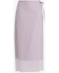 Brunello Cucinelli - Organza-paneled Cotton-blend Twill Midi Wrap Skirt - Lyst