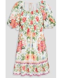 FARM Rio - Floral-print Cotton-blend Mini Dress - Lyst