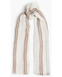 Brunello Cucinelli - Schal aus gaze aus einer leinenmischung mit metallic-effekt und streifen - Lyst