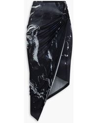 Louisa Ballou - Coastline Printed Stretch-jersey Midi Wrap Skirt - Lyst