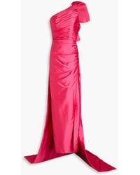 Rachel Gilbert - Marta One-shoulder Bow-detailed Satin Gown - Lyst