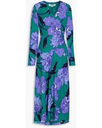 Diane von Furstenberg - Feronia Draped Floral-print Crepe Midi Dress - Lyst