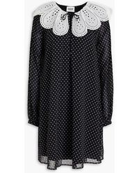 Claudie Pierlot - Broderie Anglaise-trimmed Georgette Mini Dress - Lyst