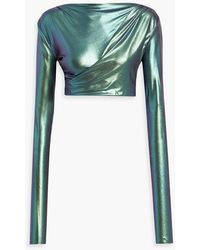 Rick Owens - Cropped Cutout Metallic Stretch-jersey Top - Lyst
