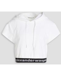 T By Alexander Wang - Cropped Cotton-lend Corduroy Hoodie - Lyst