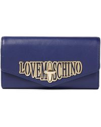 Love Moschino Logo-appliqued Faux Leather Wallet - Blue