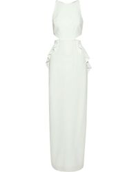 Halston Cutout Ruffle-trimmed Crepe Gown Ivory - White