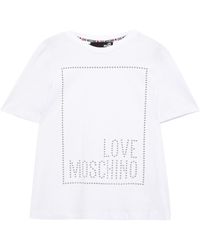 Love Moschino Studded Cotton-jersey T-shirt - White