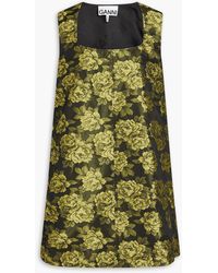 Ganni - Floral-jacquard Mini Dress - Lyst