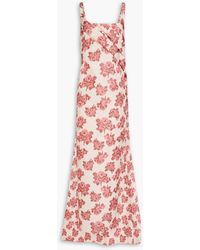 Emilia Wickstead - Robe aus taft mit floralem print und falten - Lyst