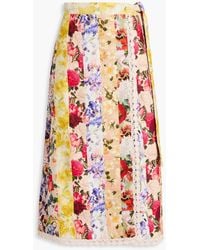 Zimmermann - Floral-print Linen Midi Skirt - Lyst