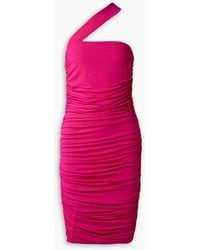 Michael Kors - One-shoulder Ruched Stretch-crepe Midi Dress - Lyst