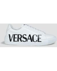 Versace - Logo-print Leather Sneakers - Lyst