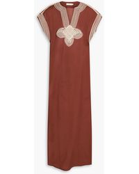 Tory Burch - Embroidered Cotton-voile Kaftan - Lyst