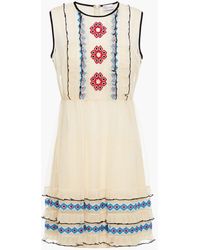 RED Valentino - Embroidered Ruffled Point D'esprit Mini Dress - Lyst