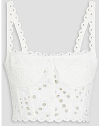 Charo Ruiz - Tessa Cropped Broderie Anglaise Cotton-blend Bustier Top - Lyst