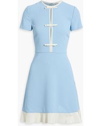 RED Valentino - Bow-embellished Two-tone Crepe Mini Dress - Lyst