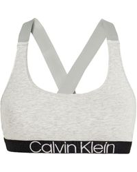 Calvin Klein Cotton-blend Jersey Sports Bra - Grey