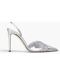 Giuseppe Zanotti - Embellished Iridescent Faux Leather, Suede And Pvc Slingback Pumps - Lyst