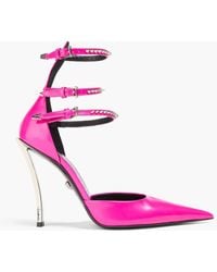 Versace - Pinpoint Spiked Neon Leather Pumps - Lyst