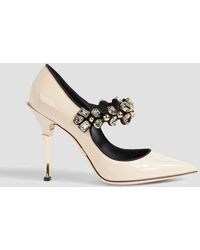 Dolce & Gabbana - Embellished Patent-leather Mary Jane Pumps - Lyst