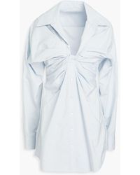 T By Alexander Wang - Twisted Cotton-poplin Mini Shirt Dress - Lyst