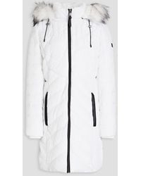 DKNY - Faux Fur-trimmed Quilted Shell Hooded Coat - Lyst