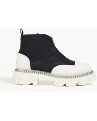 Ganni - Zip-detailed Canvas Ankle Boots - Lyst
