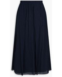 Theory - Pleated Striped Cotton-Voile Midi Skirt - Lyst
