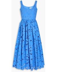 Erdem - Midikleid aus einer baumwollmischung mit lochstickerei - Lyst