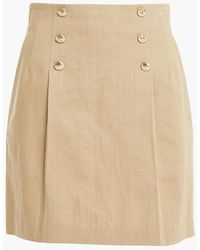 Sandro - Parisa Embellished Pleated Cotton And Linen-blend Canvas Mini Skirt - Lyst