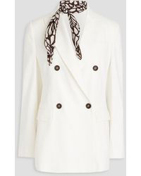 Brunello Cucinelli - Double-breasted Bead-embellished Linen-blend Twill Blazer - Lyst